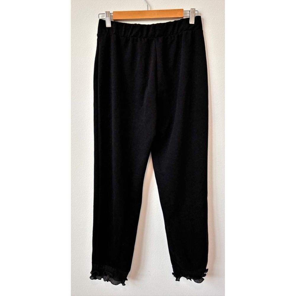 3/$15 Womens Black Ruffle Cuff Jogger Pant Size Large